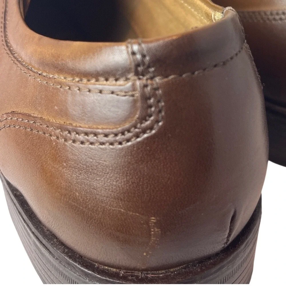 Johnston & Murphy Mens Brown Leather Plain Toe Derby Shoes 20-4206 Size 9.5 M